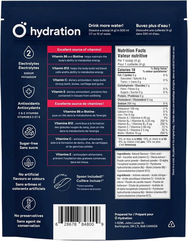 O HYDRATION Vitamin And Electrolyte Powder - Strawberry Berries (25 Servings)