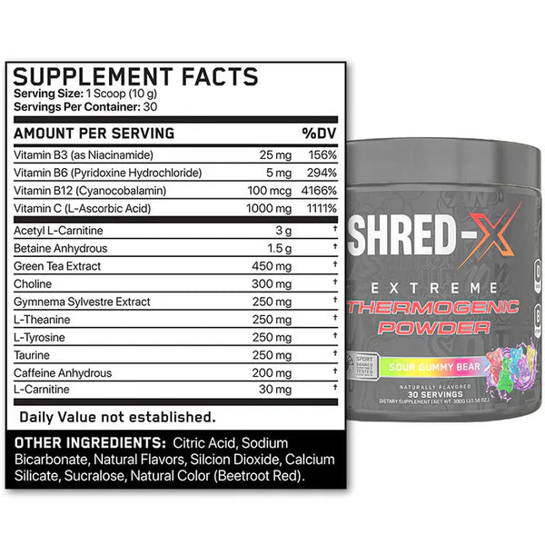 APPLIED NUTRITION - Ultimate Fat Burner SHRED-X Powder - Sour Gummy Bear 300g