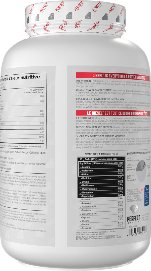 PERFECT SPORTS DIESEL New Zealand Whey Protein Isolate - French Vanilla (2lbs/5Ibs)