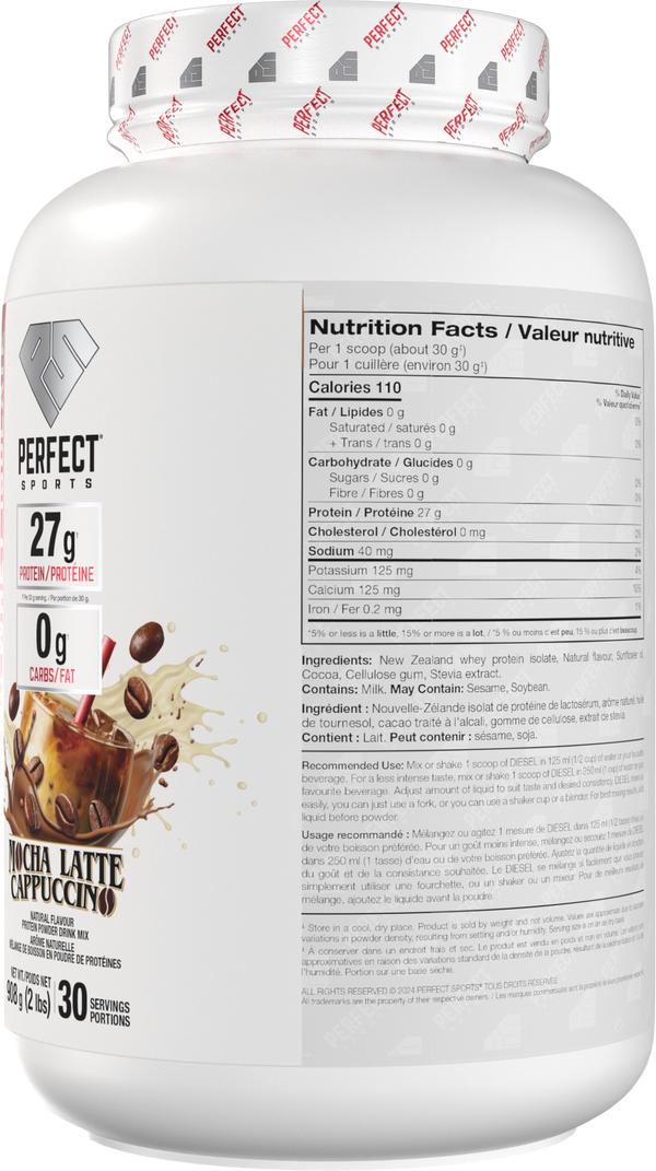 PERFECT SPORTS DIESEL New Zealand Whey Protein Isolate - Mocha Latte 2LB