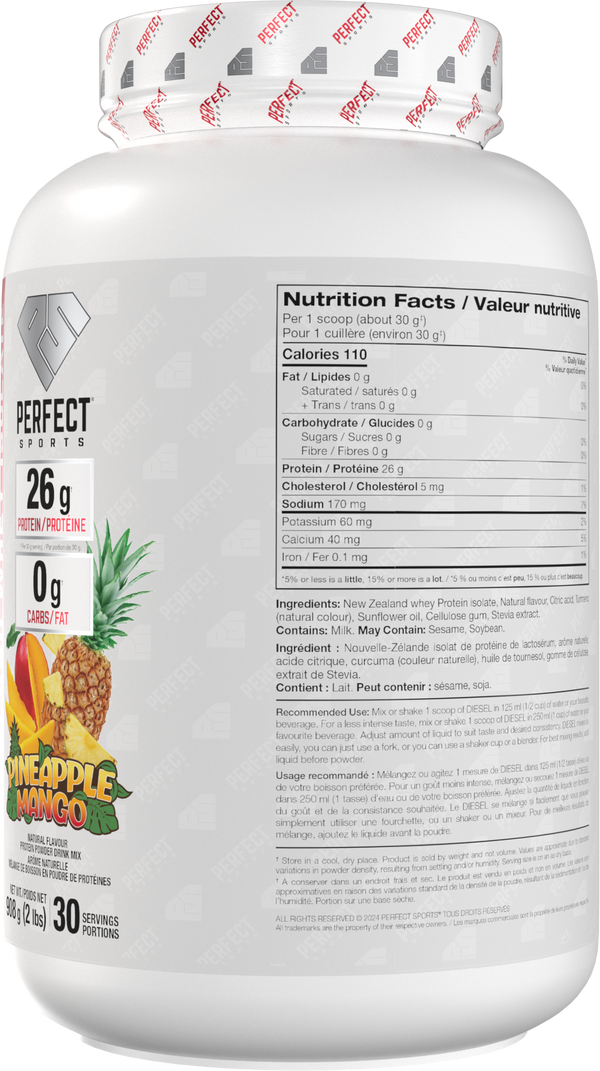 PERFECT SPORTS DIESEL New Zealand Whey Protein Isolate - Pineapple Mango 2LB