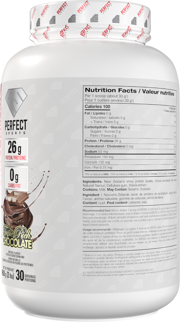 PERFECT SPORTS DIESEL New Zealand Whey Protein Isolate - Triple Rich Chocolate 2LB