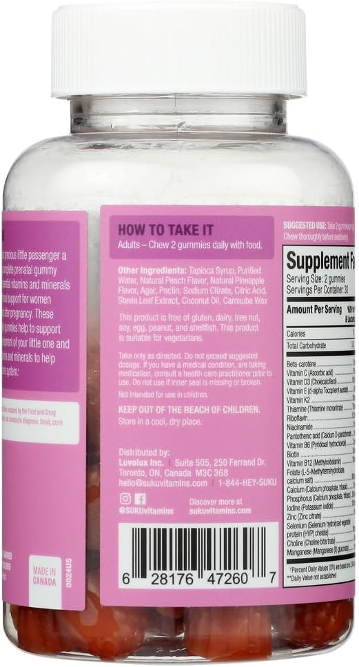 SUKU Vitamins - The Complete Prenatal Multivitamin (60 Gummies)