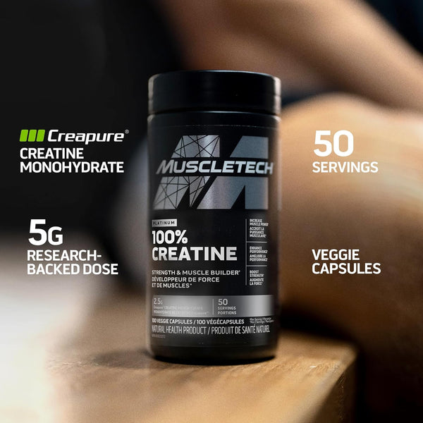MUSCLETECH PLATINUM - 100% CreaPure Creatine Capsules (100 Vegan Capsules)