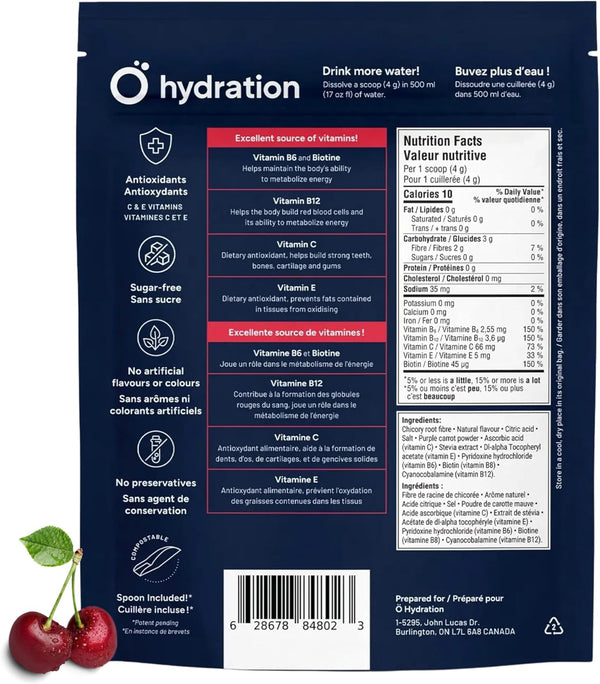 O HYDRATION Vitamin And Electrolyte Powder - Cherry (25 Servings)
