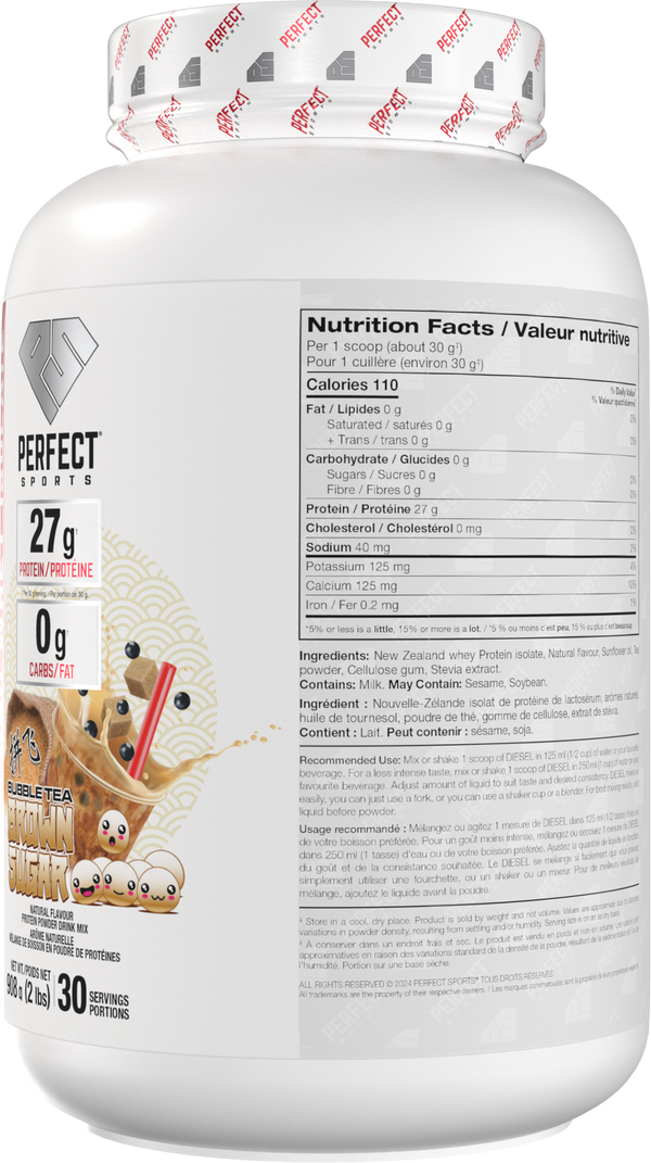 PERFECT SPORTS DIESEL New Zealand Whey Protein Isolate - Brown Sugar Milk Tea 2LB