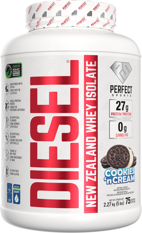 PERFECT SPORTS DIESEL New Zealand Whey Protein Isolate - Cookies 'N Cream (2Ibs/5Ibs)