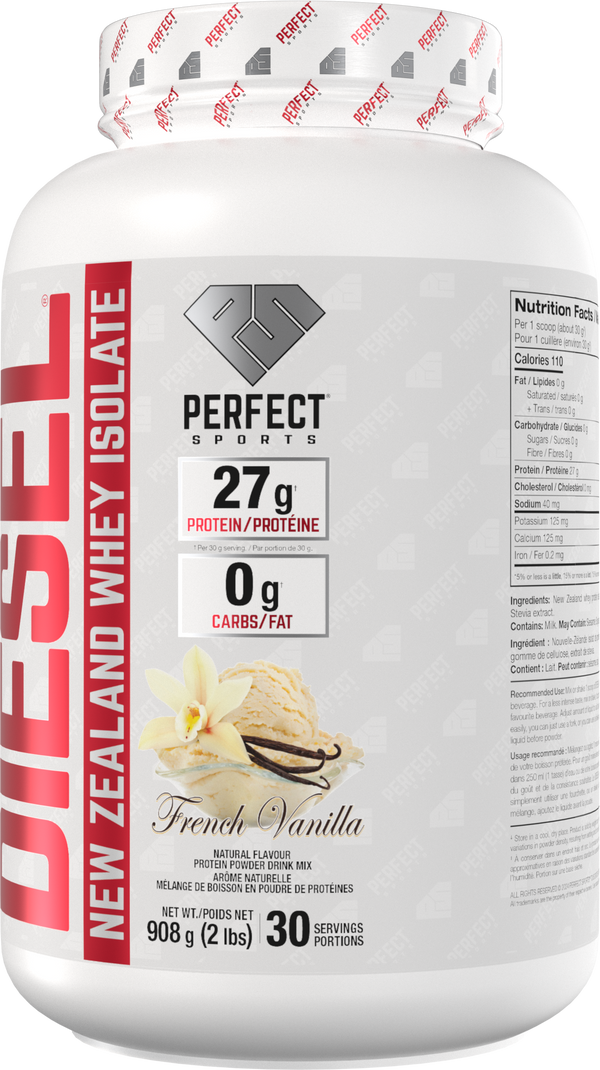 PERFECT SPORTS DIESEL New Zealand Whey Protein Isolate - French Vanilla (2lbs/5Ibs)