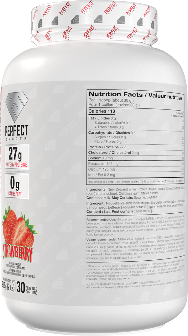 PERFECT SPORTS DIESEL New Zealand Whey Protein Isolate - Strawberry 2LB
