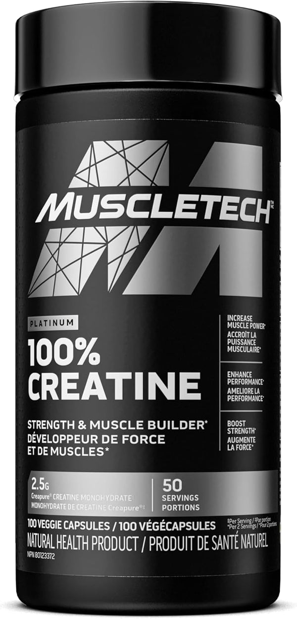 MUSCLETECH PLATINUM - 100% CreaPure Creatine Capsules (100 Vegan Capsules)