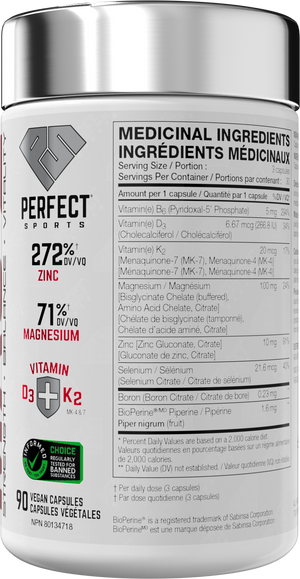 PERFECT SPORTS - MAG Z Zinc & Magnesium Supplement (90 Caps)